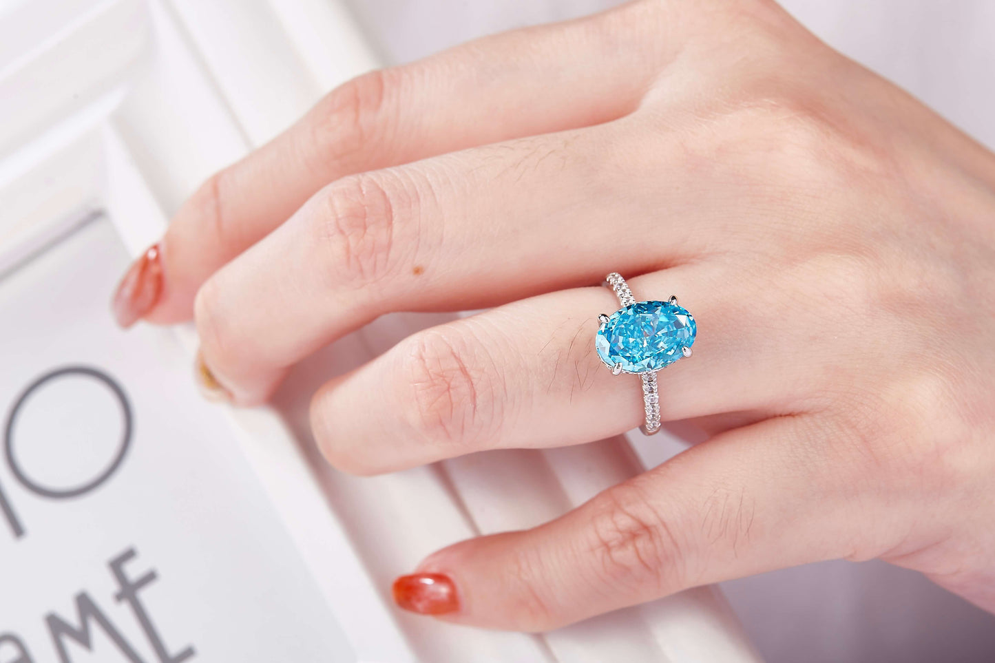 3 CT. zircon ring on hand real shot IMG1