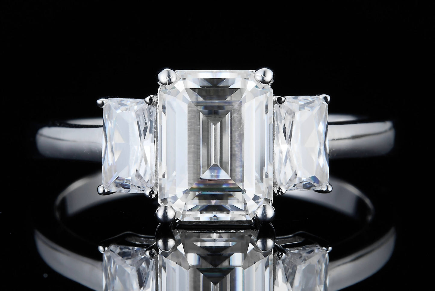 2 CT. Three-Stone Moissanite Ring real shot IMG 1