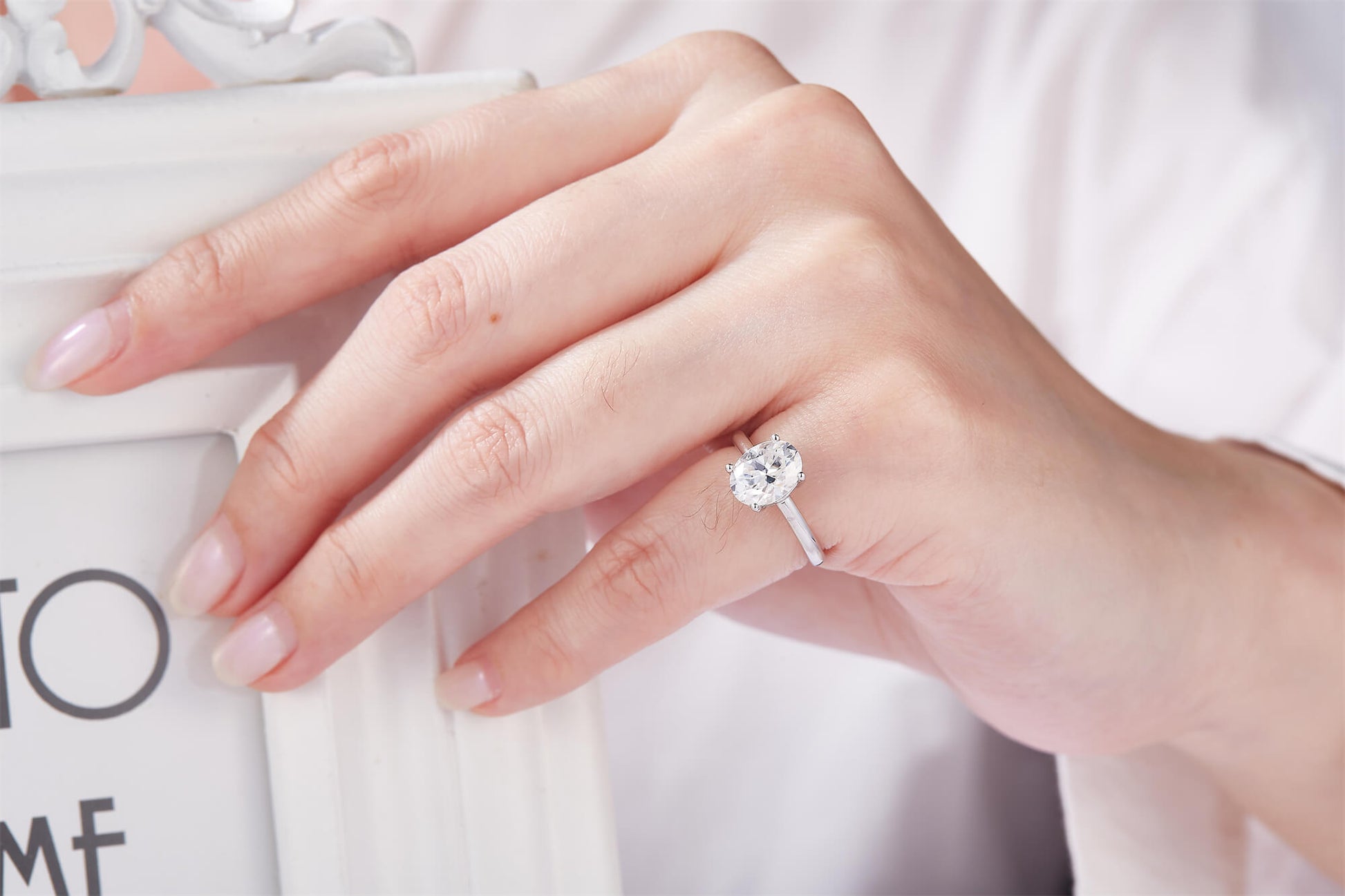 2 CT. Oval Moissanite Ring on hand IMG 1