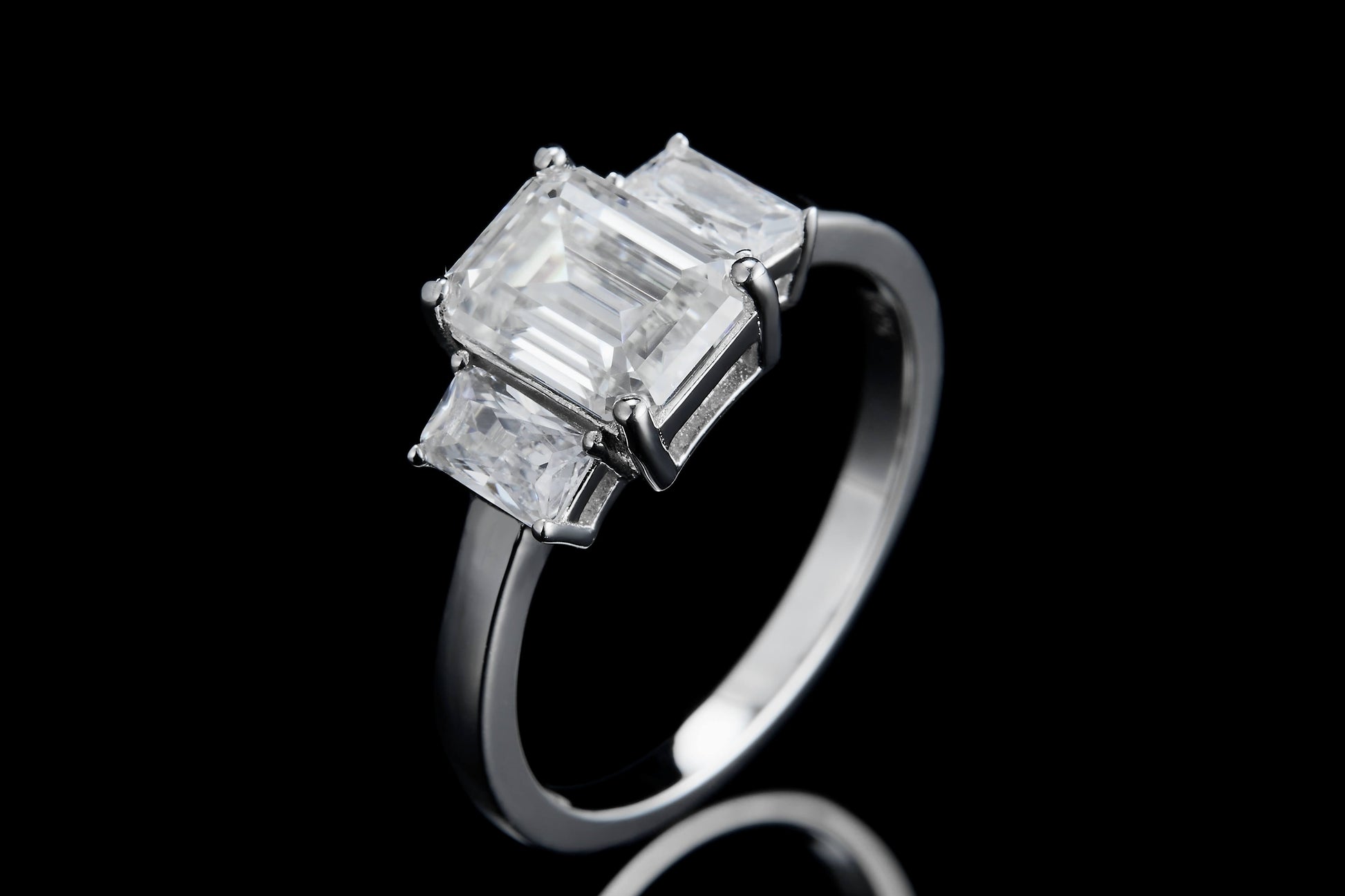 2 CT. Three-Stone Moissanite Ring real shot IMG 2