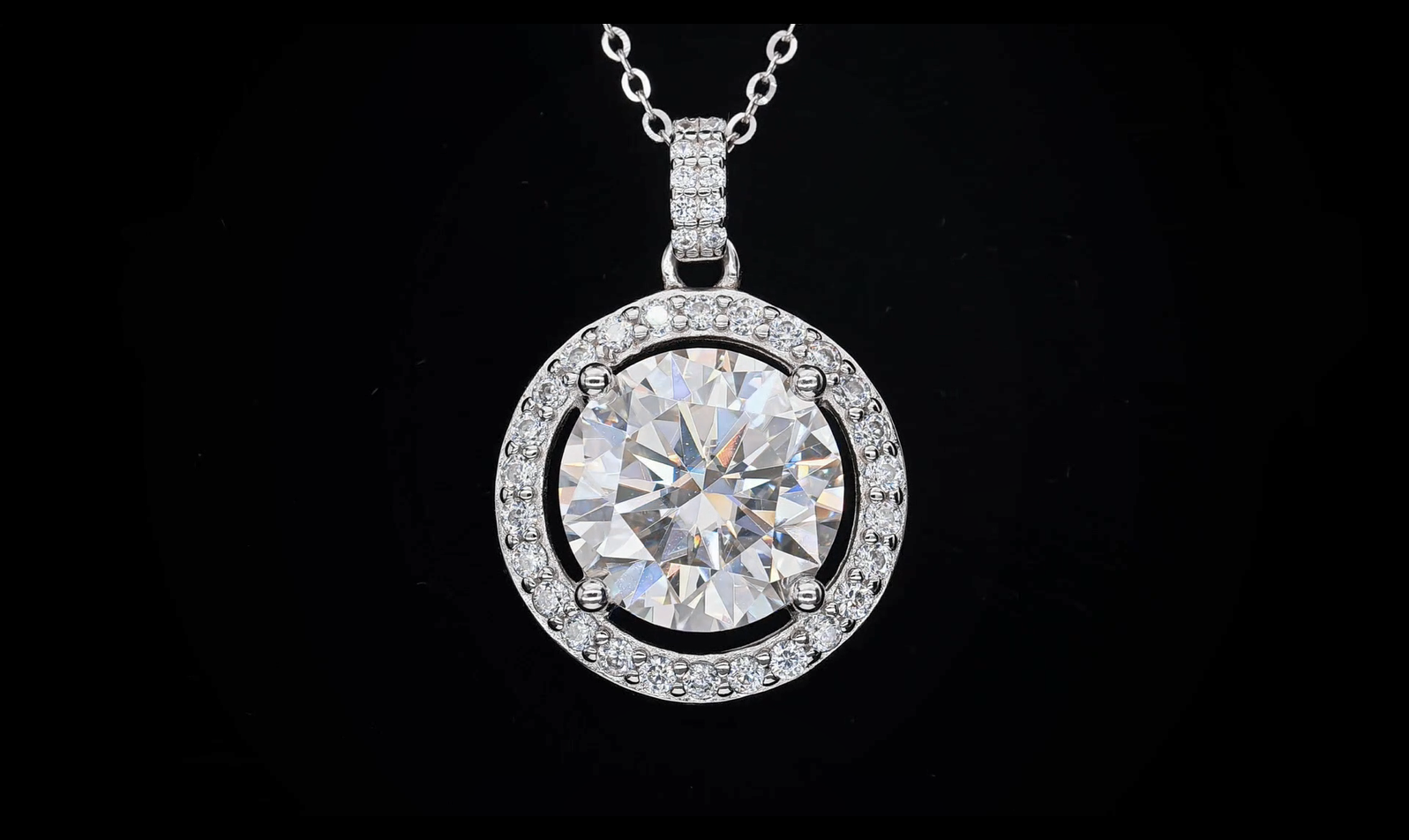 5 CT. round Moissanite Necklace Real shot video 1