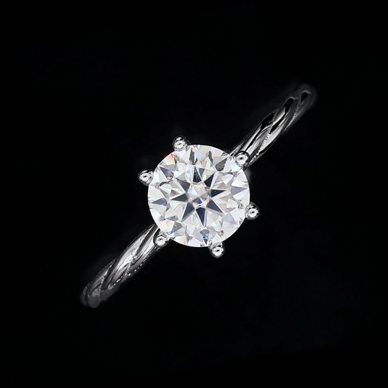 Round Cut Moissanite Six Prongs Twisted Rope Ring Video1
