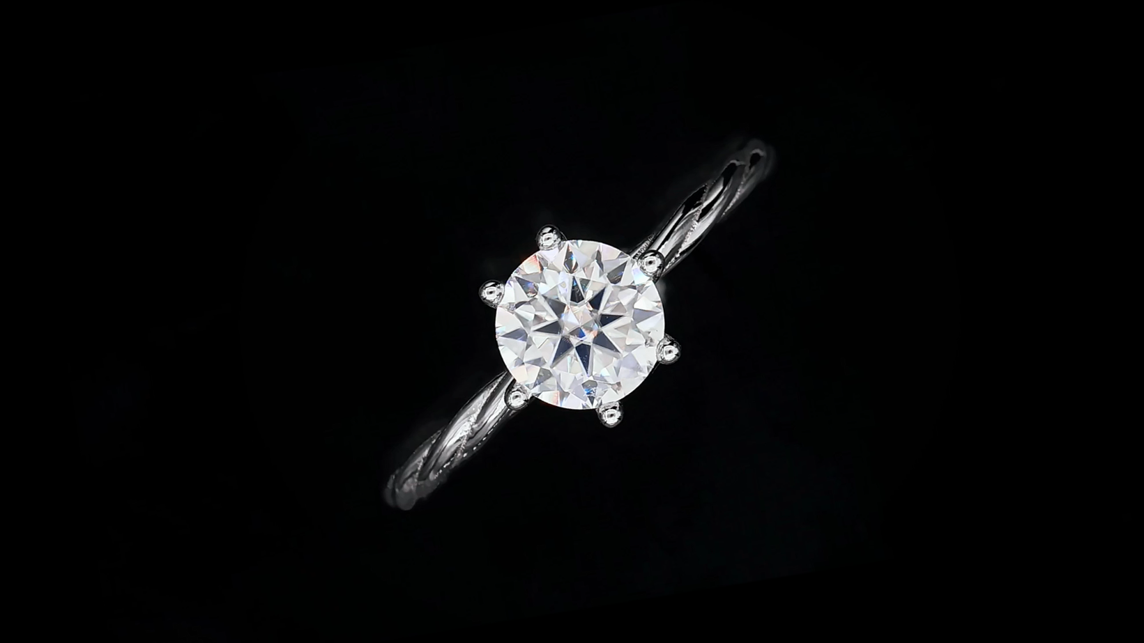 Round Cut Moissanite Six Prongs Twisted Rope Ring Video1