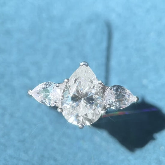 2 CT. Three-Stone Moissanite Ring real shot video2