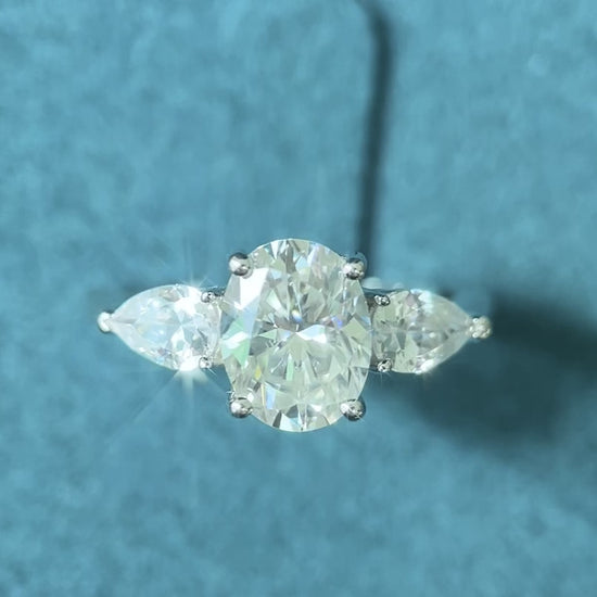 2 CT. Three-Stone Moissanite Ring real shot  video2